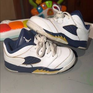 Jordan Kids White and Navy Sneakers
